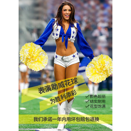 Dallas Cowboys Cheerleader Costume Women Adult High School Girl Cheerleading Sports Meeting Uniform Sexy Top and Shorts Set