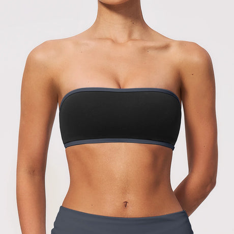 Summer Strapless Sports Bra Color blocked Women Quick-Drying Yoga Bra Women's Tube Top Fitness Chest Wrap Underwear Workout Bras