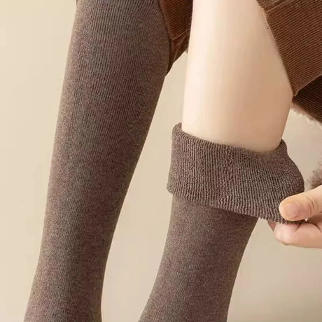Socks women's Winter Warm Long Stockings Thick Thermal Cotton Terry Solid Harajuku Breathable Thicken Casual Knee High Socks