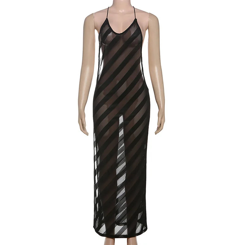 Sexy Style Party & Banquet 2026 New Arrival Women's Black Deep V-Neck Backless Sheer Fashion Sexy Strapless Dress