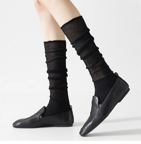 Women's Socks High New Summer Fashion Stockings Basic Women Leg Warmers Japanese Style Cotton Thin Girls Knee Socks Simple Long