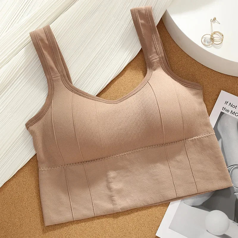 Sports Bra with Sweat-proof Function for Fitness Wear. Women's Seamless Yoga Bra. Anti-shock Off-shoulder Top.