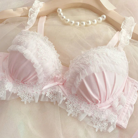 Teen Favorite! MOYISU Japanese Sweet Lolita Bra Set G Cup Heavy Steel Ring Support Heavy Lace Thin Cup Pure Sexy Large Bust CA