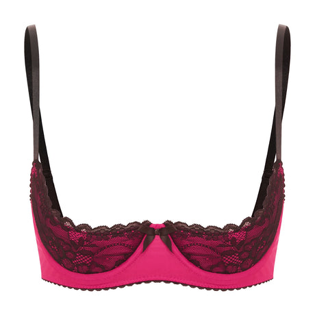 Women Sexy Open Cups Bra Exposed Nipples Lingerie Tops Adjustable Straps Underwire Lace Push Up Brassiere Underwear Nightwear