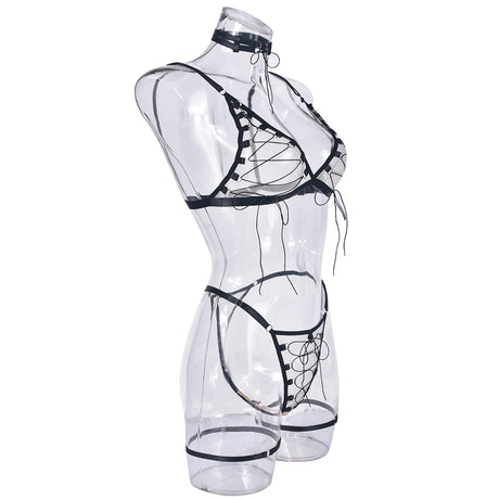 Ellolace Tempted Women's Lingerie Sets Erotic Bra Thong Leg Straps Delicate Sheer Outfit Sensual Intimate Sexy Women's Underwear
