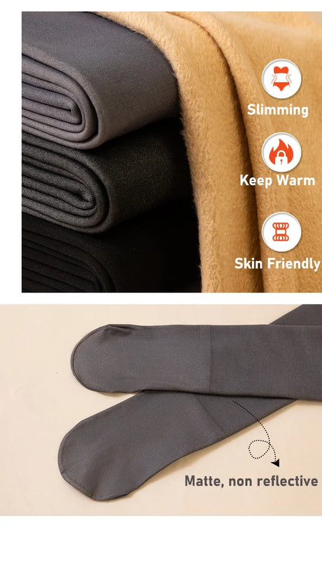 2PCS Plus Size Women's Fleece Warm Winter Tights Leggings Thick Fleece Panty Fake Translucent Pantyhose Thermal Stockings Woman