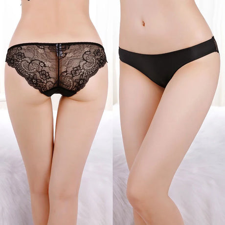 Women's Seamless Underwear Leopard Intimate Women Sexy Lace Black Floral Panties Seamless Panty 3pcs/set
