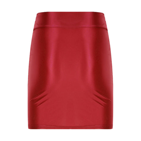 Womens Glossy Two-piece Outfit Oil Shiny Smooth High Waist Mini Skirt with Tank Top Nightclub Rave Outfit Pole Dancing Clubwear