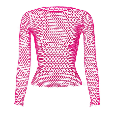 Womens Sexy Mesh Long Sleeve Fishnets Top Sexy Long Sleeved Fishing Net Top Female T-shirts Crop Soft Top