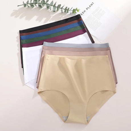 FINETOO 5Pcs Women's Panties Seamless Underwear Invisibles Briefs High Waist Full Coverage Breathable Moisture Wicking Underpant