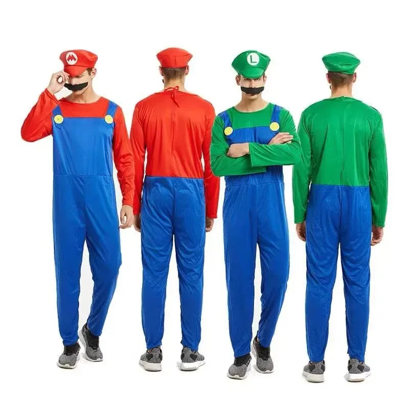 Game Luigi Brothers Uniform Set Cosplay Costumes Funny Anime Adult Men Jumpsuit Woman Dress Halloween Costume