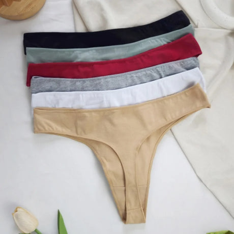 4Pcs/Set Cotton Thongs Women Low Rise Panties G-String Female Underpants Seamless Underwear Sexy Lingerie Intimates M-XL