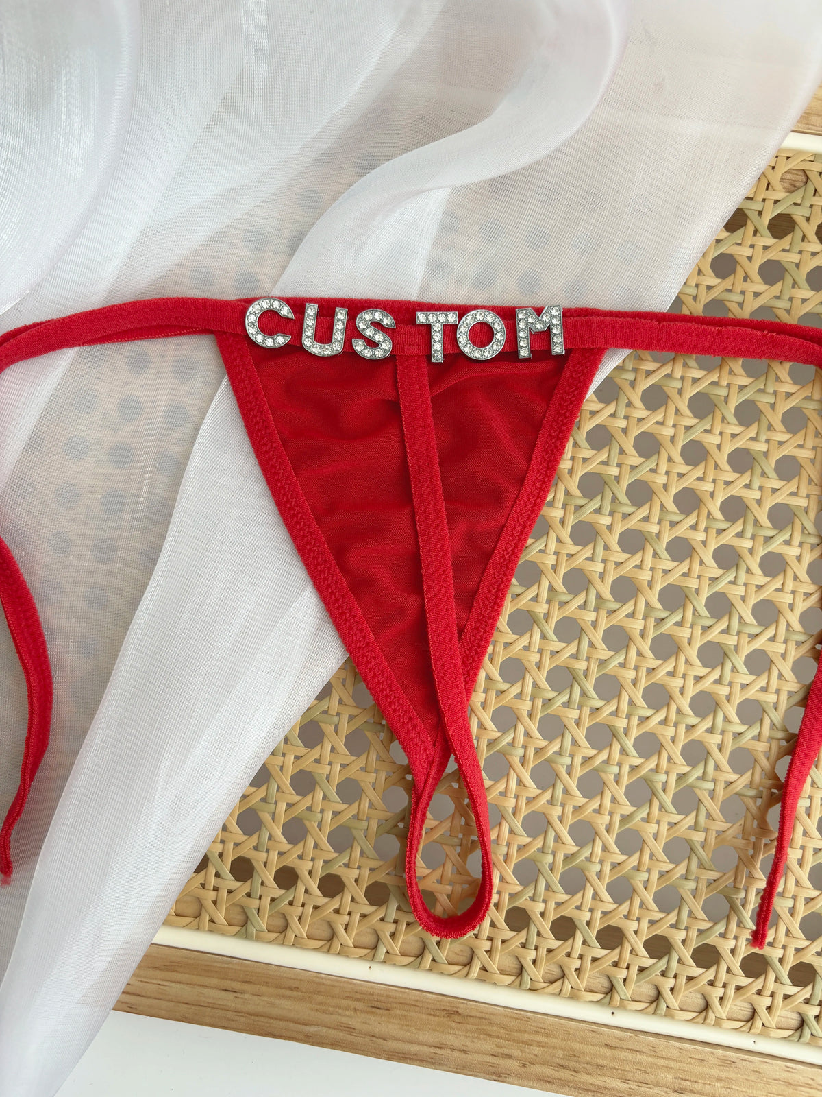 Personalized Custom Rhinestone Letter Name Low Waist Strap Thong G-String Tanga Underwear Bikini Wife Girlfriend Custom Gift