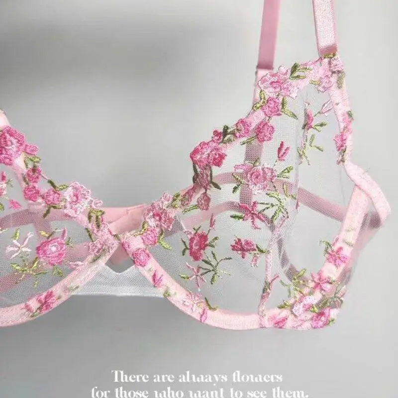 Sexy Sheer Lace Flower Embroidery Underwire Bra for Women, Large Breast Minimizer Anti‑Sagging Comfort Everyday Wear YEMOMO S‑XL