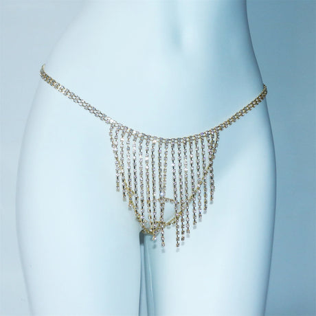 Sexy Accessories: Women's Rhinestone Bikini Chest Chains & Body Jewelry — Dazzling Rhinestone Tassel Chest Chains & Body Chains