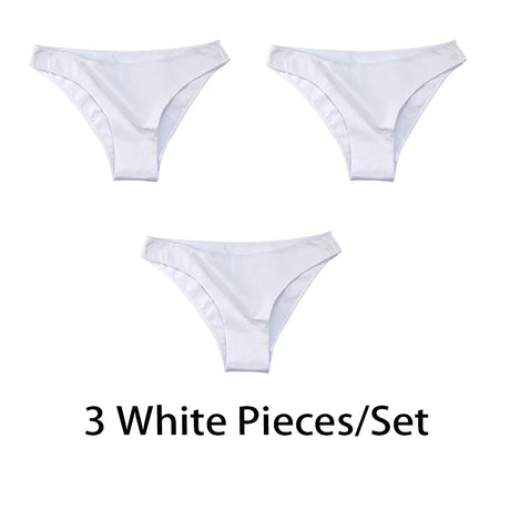 3PCS/Set Women Sexy Cotton Panties Low Waist Bikini Underwear Female Underpants Solid Color Soft Girls Briefs Intimates