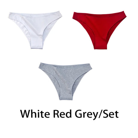 3PCS/Set Women Sexy Cotton Panties Low Waist Bikini Underwear Female Underpants Solid Color Soft Girls Briefs Intimates