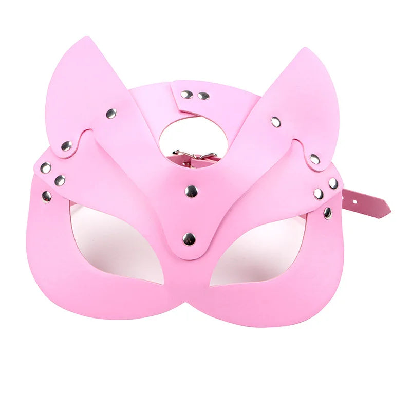 Full Face Mask PU Leather Cat with Binding Straps Set for Couple Sexy Head Cover Product Interest