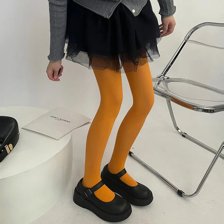 Sweet Girls Colorful Elastic Long Hosiery Stockings Women Candy Color Sexy Tights Spring Autumn Warm Velvet Seamless Pantyhose