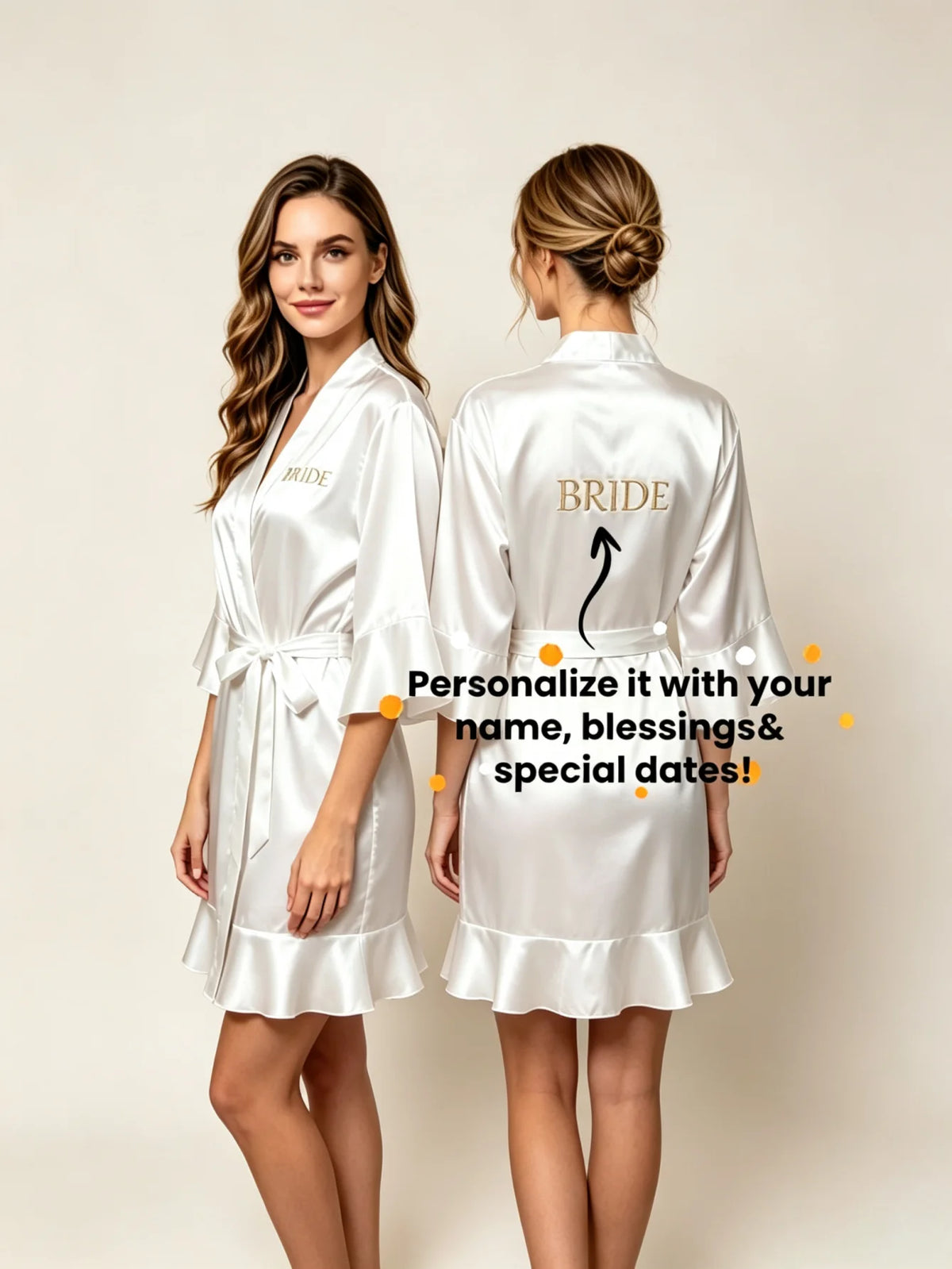 Custom Name Embroidery Satin Kimono Robe Personalized Name Bridesmaid Bride Wedding Getting Ready Morning Robe Bridal Party Gift