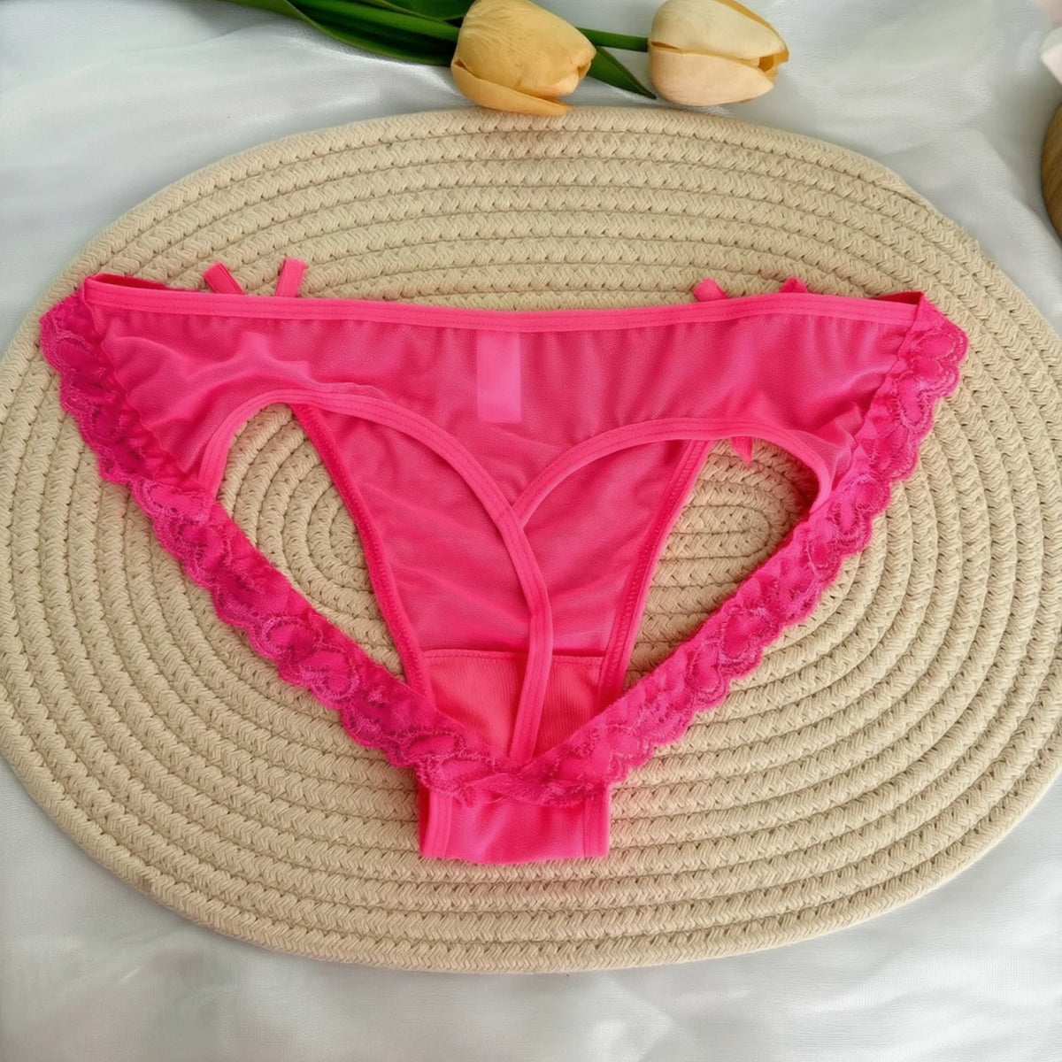 Custom Rhinestone Letter Name Underpants Sexy Mesh Panties Low Rise Hollow Hip Briefs Personalized Gift Wife Lover Anniversary
