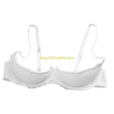 Women's Balconette Bra with Push Up Effect 1/4 Cup Lace Bra Underwired Low Cut Bra Bows Shelf Bra Bralette Lingerie