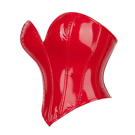 Black Shiny PVC Bustier Faux Leather Corset Crop Top Body Shaper Women Sexy Corselet Vest Plus Size
