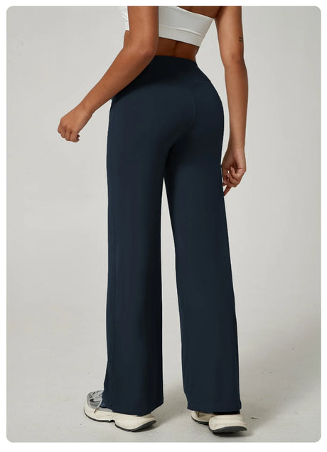 DFXEN LOGO New Women Wide Leg Yoga Pants High Waist Butt Lift Loose Fitness Gym Workout Flare Leggings Casual Sports Trousers