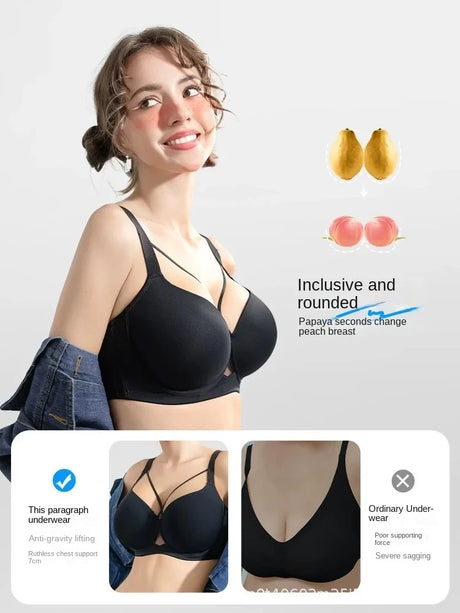 Large Size Seamless Lingerie for Women Thin and Sexy Bra Comfortable Top Up Push-up Anti Sagging Sports Breast Collection Bras