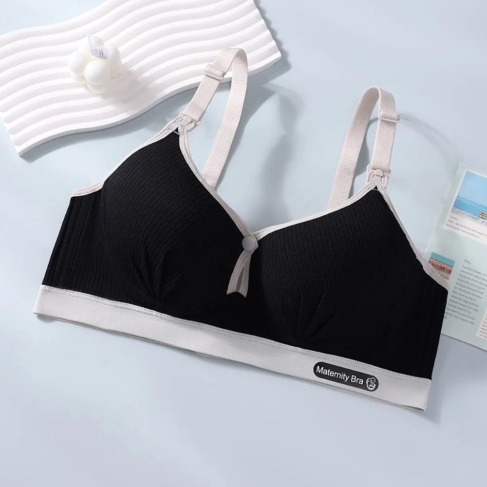 Double Buckle Nursing Bra Anti-sagging Breathable Pregnancy Bralette Pure Cotton Comfortable Nursing Bralette for Breastfeeding