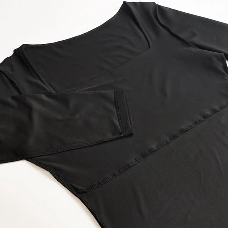 Long Sleeve Bodysuits Spring 2025 Square-Cut Collar Solid Bodycon Elastic Romper Sexy Y2k Women Clothing Fashion Club Party 2520