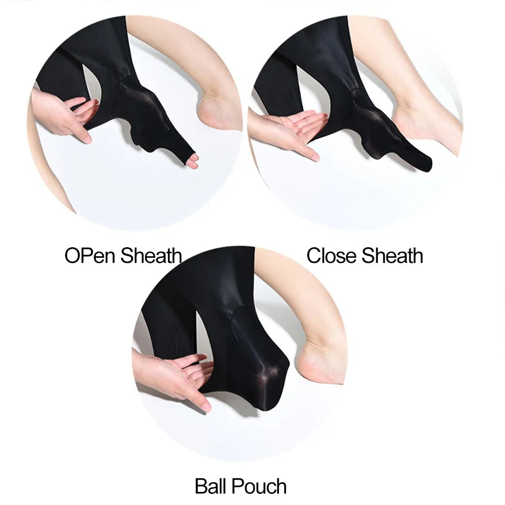 Men Seamless Oil Sheer See Through Stretch Pantyhose Panties Shorts Underwear Thong Ultra Thin Low Waist Silk Men's G-string