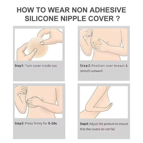 Non Adhesive Body Nipple Covers Reusable Silicone Nipple Pasties No Show Breast Petals Invisible Chest Stickers Boob Tape