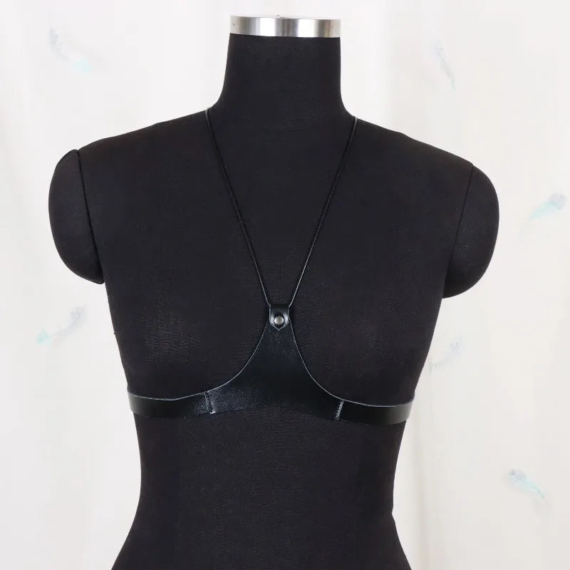 Women's Y2K Strappy Body Harness Belt, Adjustable Black Bra Harness for Daily Outfits & Party