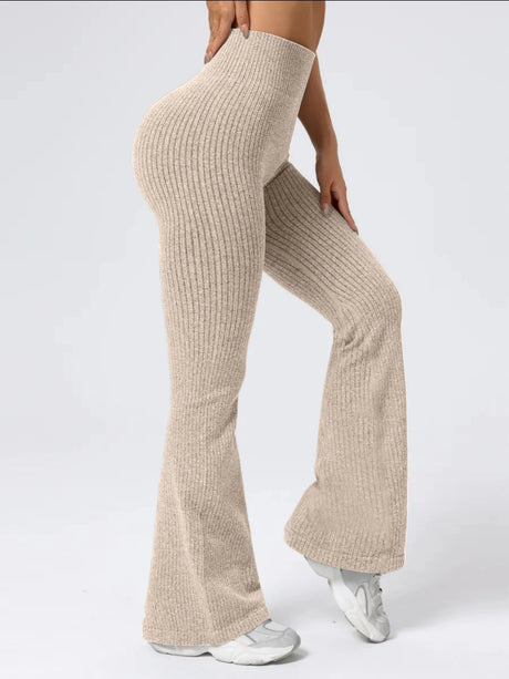 Women's High-Waist Bell Bottom Pants Sporty Tight Fit Comfortable Elastic Design Ideal for Exercise And Daily Wear