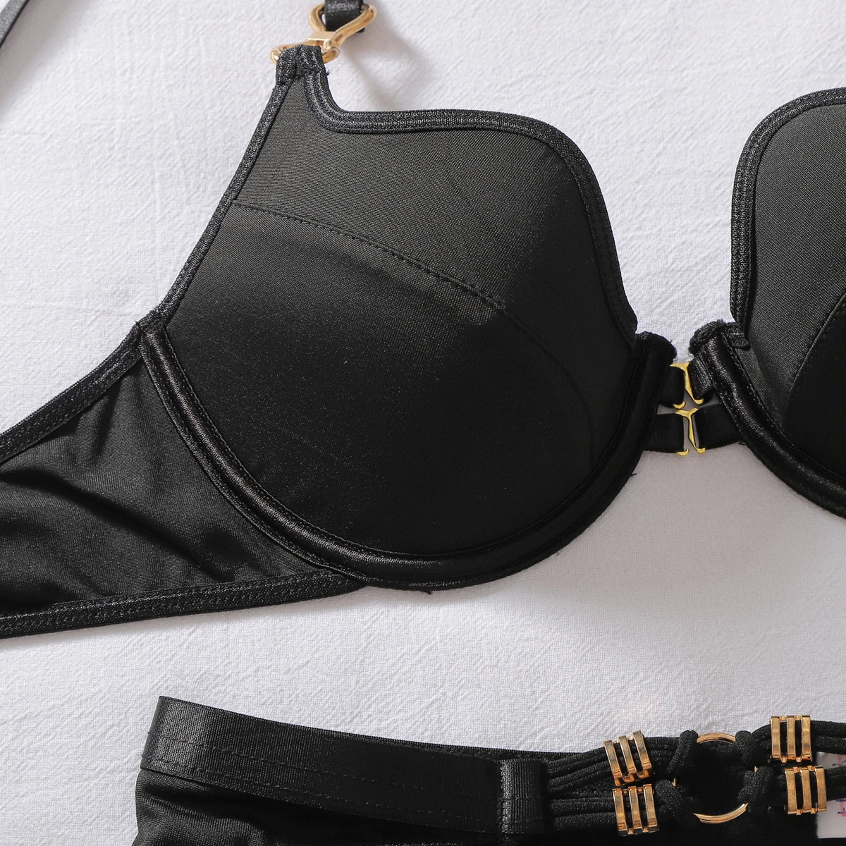 Sexy Strappy Lingerie Set Very Naughty Lingerie Garter Belt Push Up Bra Thong Harness Underwear Women Complete Intimate Outfits