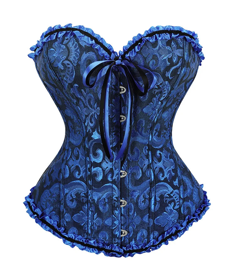 Women Bustier Corset Victorian Gothic Jacquard Front Busk Waist Cincher Halloween Party Wear