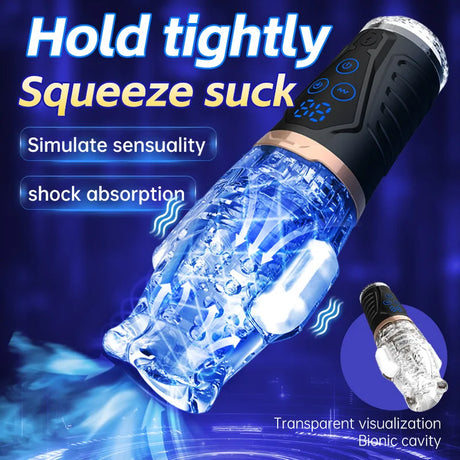 Automatic Male Masturbator Vibration Blowjob Sucking Machine Silicone Vagina Masturbation Cup Sex Toys Adult Goods for Men