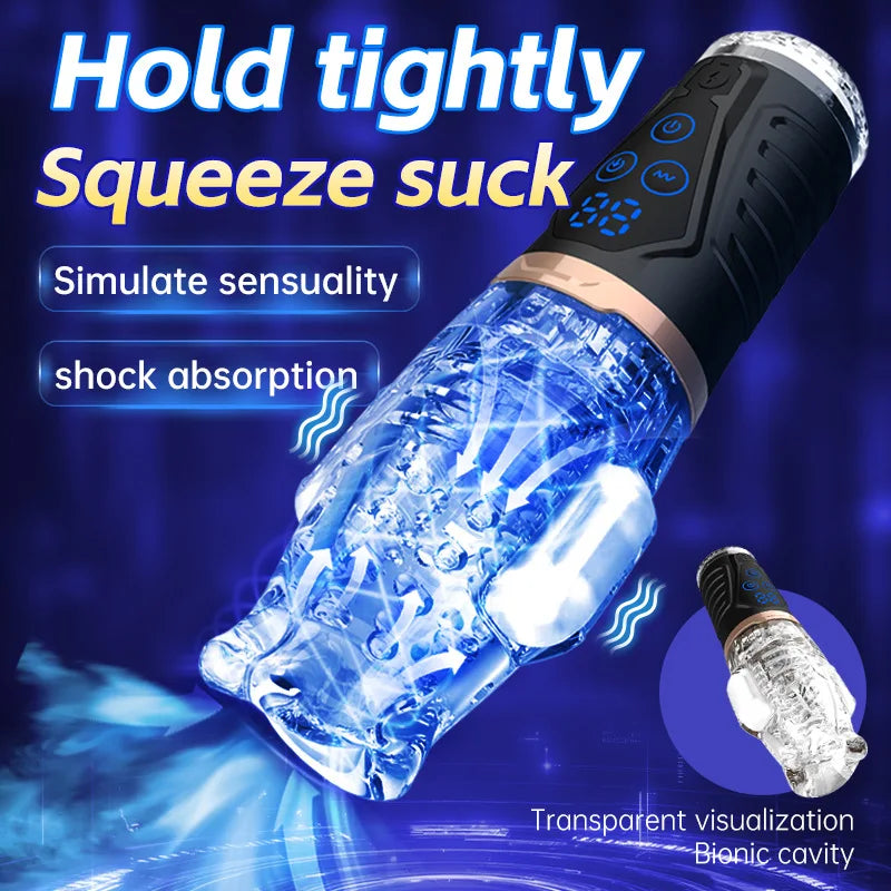 Automatic Male Masturbator Vibration Blowjob Sucking Machine Silicone Vagina Masturbation Cup Sex Toys Adult Goods for Men