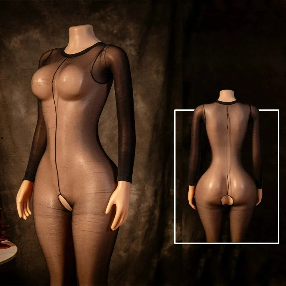 Sexy Tearable Net Bodysuit, Interactive Wearable Clothing, Full Coverage Body Suit, Erotic Lingerie, Transparent Mesh Jumpsuit