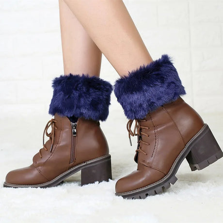 Women's Winter New Average Size Short Flip Flop Fur Warm Socks Boot Covers Knitted Wool Leg Warmers Breathable Anti-friction