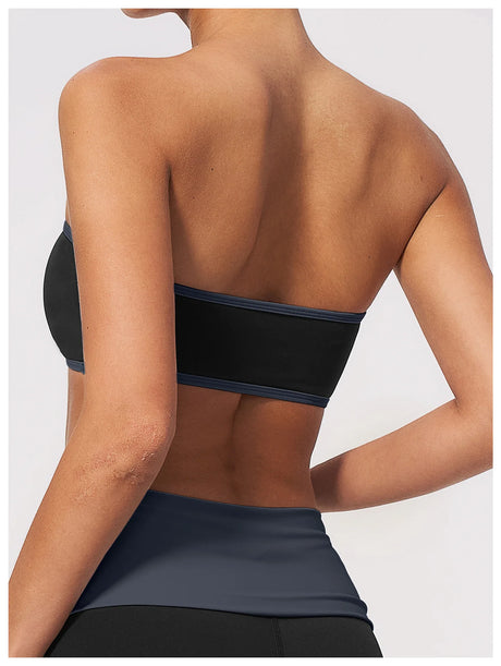 Summer Strapless Sports Bra Color blocked Women Quick-Drying Yoga Bra Women's Tube Top Fitness Chest Wrap Underwear Workout Bras