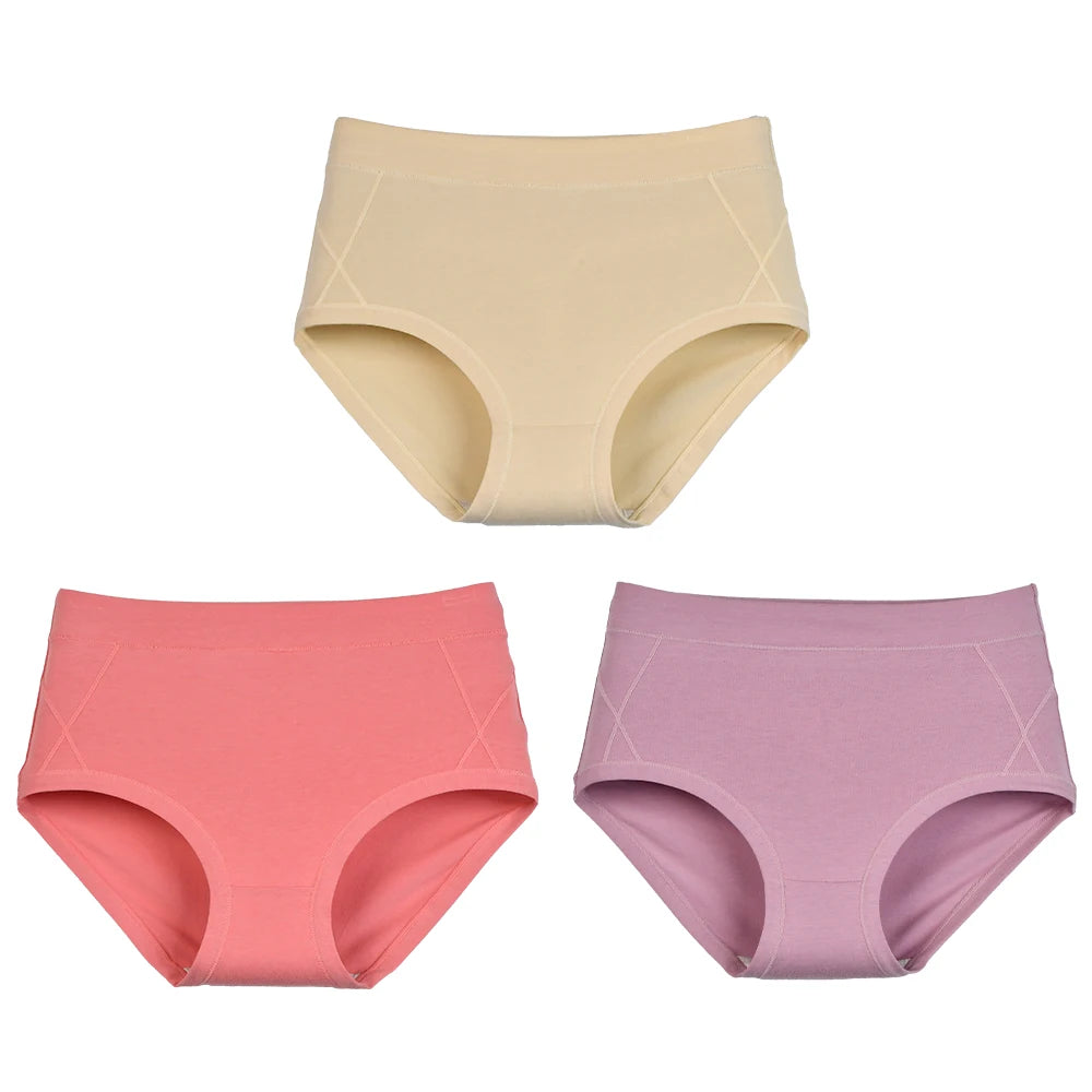 3Pcs Women's Cotton High Waist Panties Underwear Female Large Intimate Lingerie Briefs Woman Underpants Panty Panti New 2025