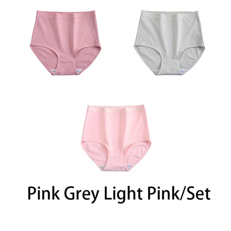 3PCS/Set M-3XL Women Plus Size Panties Cotton Underwear Lingerie 6 Solid Colors Sexy Female High Waist Seamless Briefs NKT2119
