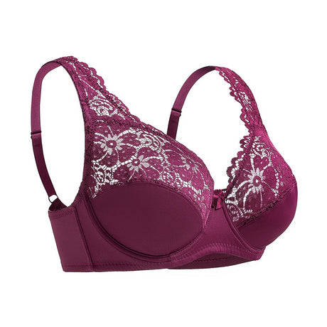 Womens Bra Sexy Lingerie Plus Size Bras Floral Lace Underwire Brassiere BH Tops Perspective Female Underwear B C D E F Cup