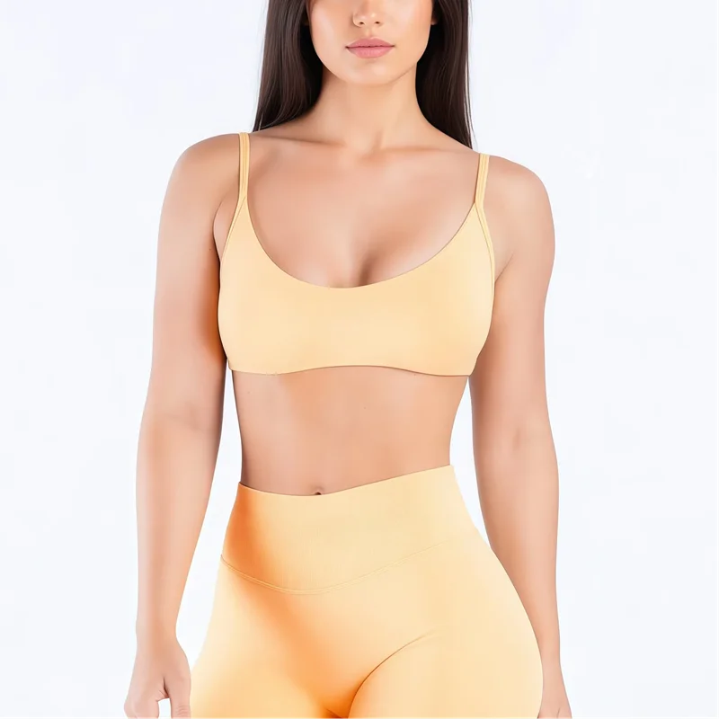 HISTELLO Impact Scoop Neck Bra Seamless Women Sports GYM Underwear Sexy Backless Yoga Clothing Naked Feeling Workout Fitness Bra