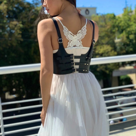 Wide Corset,PU Leather Corselet, Modeling Corset, PU Leather Underbust Harness.