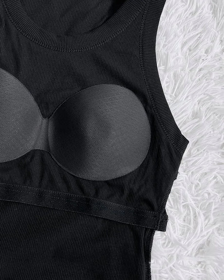 2026 New Spring Summer Women Built in Bra Tank Tops Round Neck Sleeveless Casual Tops Female Racerback Ribbed Fitted Tank Tops
