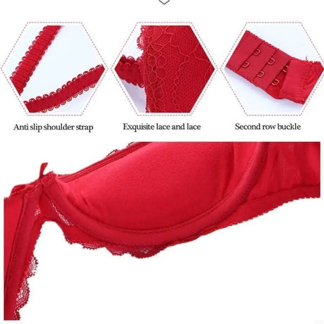 Women's Balconette Bra 1/4 Cup Padded Push Up Bra Lingerie Underwire Sex Lace Underwire Bra Shelf Bra Brassiere Gifts
