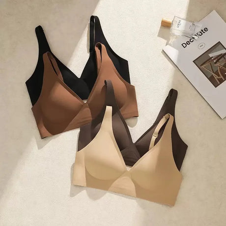 Beautiful Back Invisible Seamless Underwear Women's Large Breast Revealing Small Breast Gathering Side Breast Sexy Wireless Bra